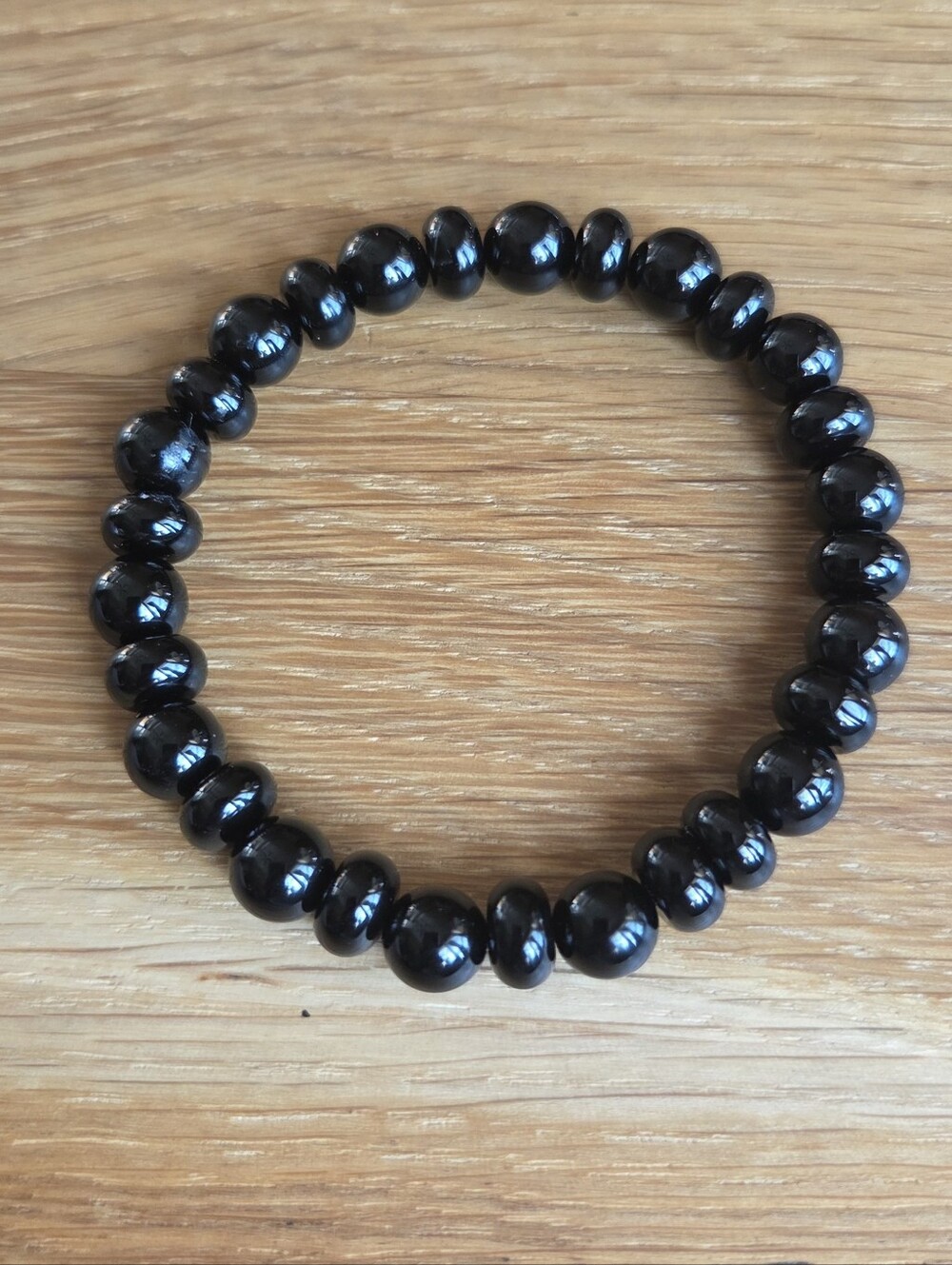 Black Onyx Beaded Stretch Bracelet | Handmade